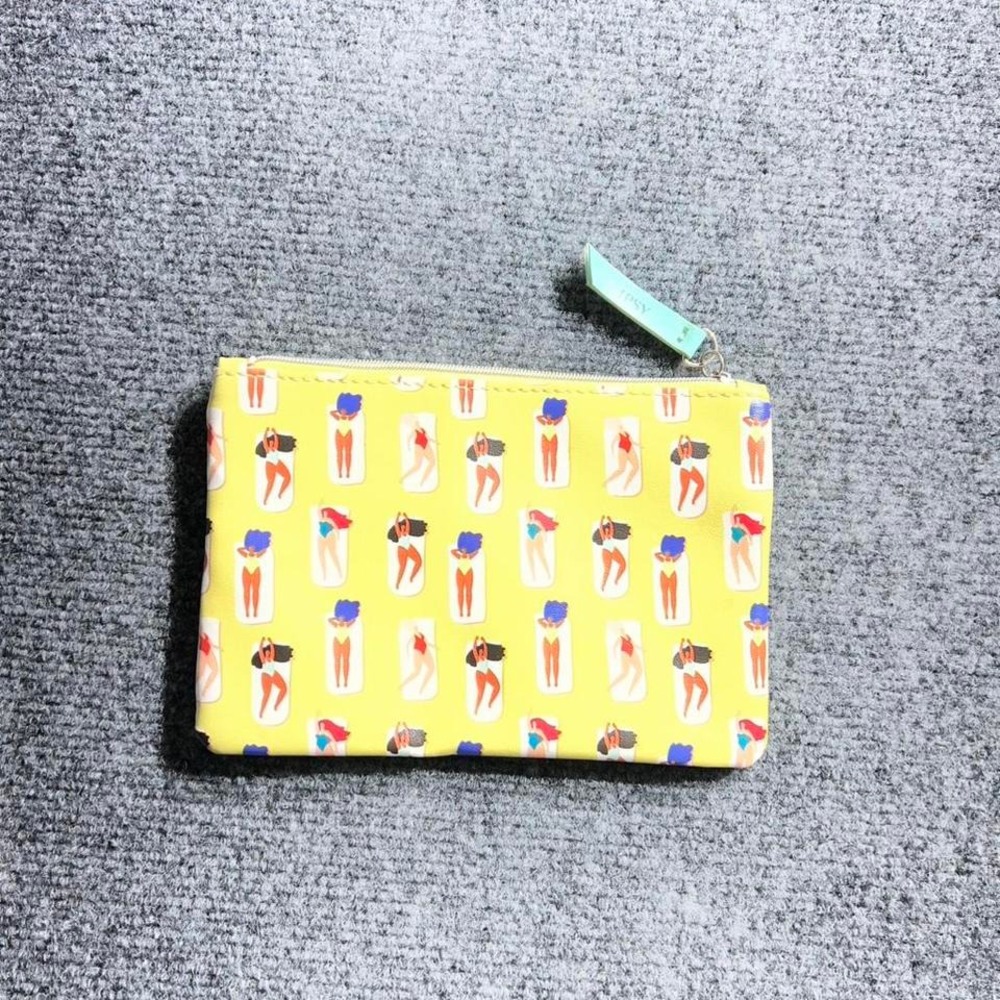 Ipsy Yellow Pool Float Lounging Women Makeup Bag Zipper Pouch Travel Case